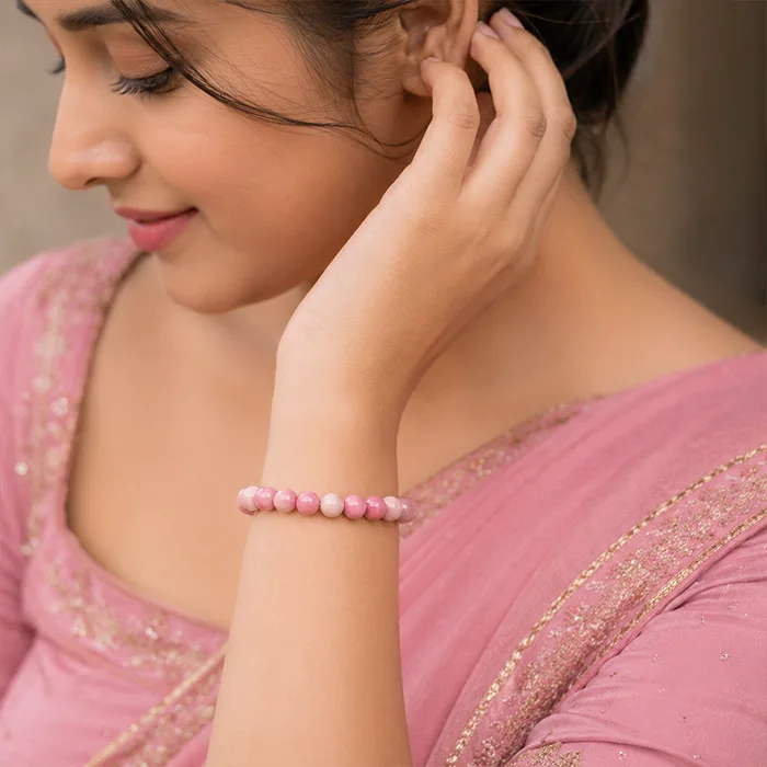 Peach Moonstone| Sunstone Round Bead Bracelet
