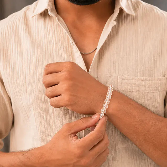 Vastu Crystal Diamond Cut White Crystal Quartz Bracelet |Clear Q bracelet