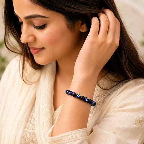 Lava Stone with Evil Eye Bracelet