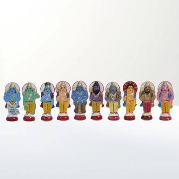 Dasavatharam Paper Mache Golu Bommai Set - 4*1Inches |  Golu Doll| Navaratri Golu Bomma|Gombe|Bommai