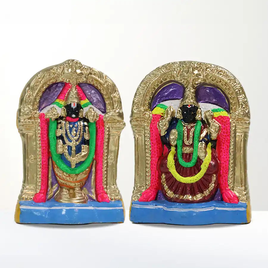 Perumal Thayar Paper Mache Golu Bommai Pair - 7 *5 Inches | Golu Doll| Navaratri Golu Bomma|Gombe|Bommai