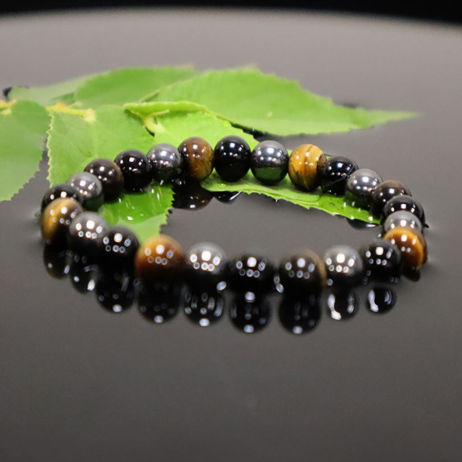 Triple Protection Bracelet Hematite, Tiger Eye, Black Obsidian