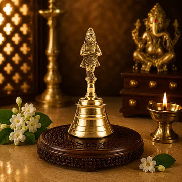 Brass Hanuman Pooja Bell | Hanuman Garud Bell | Hanuman Puja Ghanti Bell | Hanuman Hand Bell (6.5 inch)