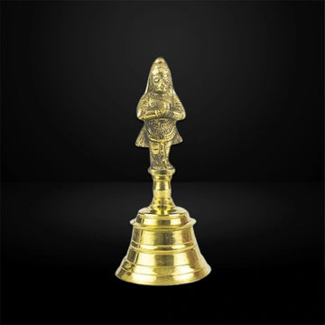 Brass Hanuman Pooja Bell | Hanuman Garud Bell | Hanuman Puja Ghanti Bell | Hanuman Hand Bell (6.5 inch)