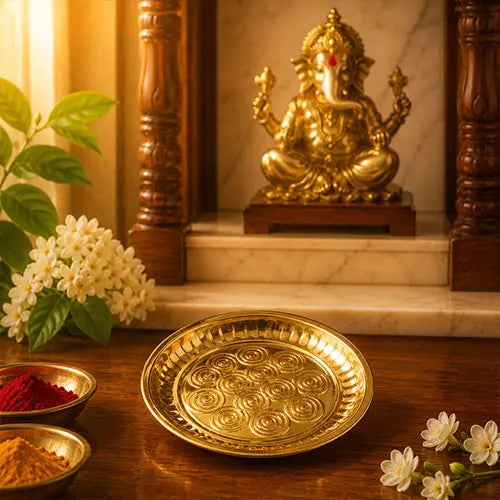 Brass Pooja Thali |Arati|Naxi Plate Ring