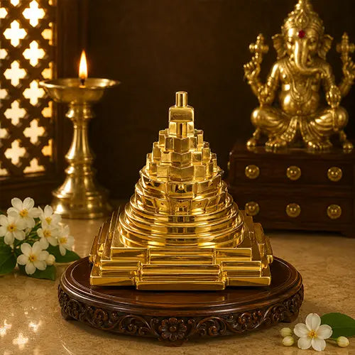 Brass Shree Yantra | Maha Meru Shree Yantra for Pooja, Home, Office