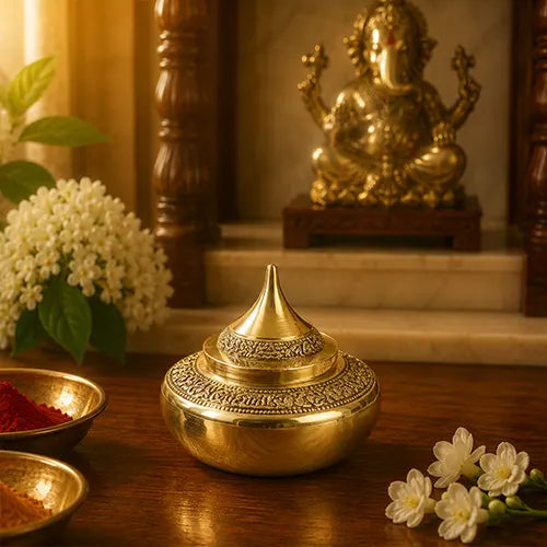 Brass Kumkum Pot | Sindoor Dibbi | Sindur Dani