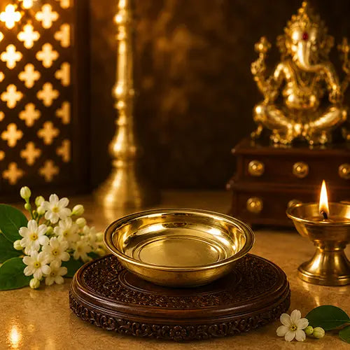 Brass Plain Pooja Plate | Round Shape Plate - 4inch