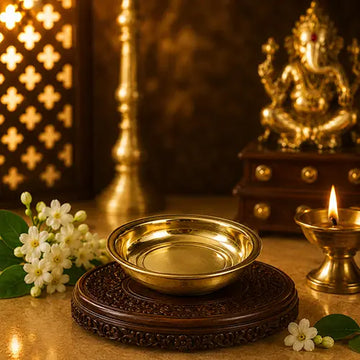 Brass Plain Pooja Plate | Round Shape Plate - 4inch