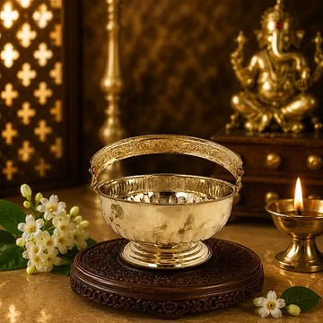 Round Shape Brass Flower Basket|Puja Butti|Phool Butti|Brass Pookoodai