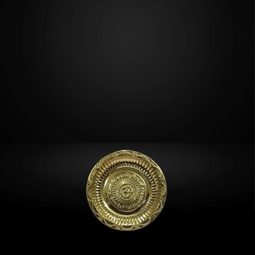 Brass Plate|Pooja Plate|Engraved Om Designed Plate - Medium Size