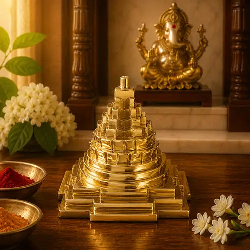 Brass Shree Yantra | Maha Meru Shree Yantra for Pooja, Home, Office