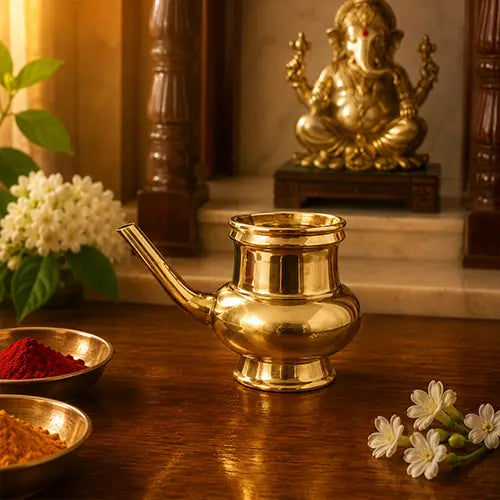 Brass Kindi | Holy Water Vessel | Water Pitcher for Home and Temple