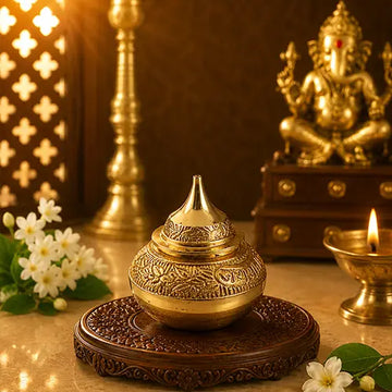 Brass Kumkum Pot | Sindoor Dibbi | Sindur Dani -Small Size