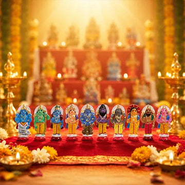 Dasavatharam Paper Mache Golu Bommai Set - 4*1Inches |  Golu Doll| Navaratri Golu Bomma|Gombe|Bommai