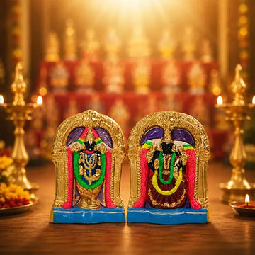 Perumal Thayar Paper Mache Golu Bommai Pair - 7 *5 Inches | Golu Doll| Navaratri Golu Bomma|Gombe|Bommai