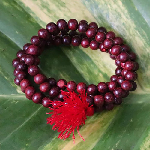 Original Red Sandalwood mala | Lal Chandan mala Natural Beads |Red Jasper Japa mala