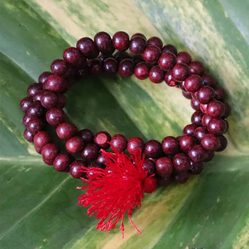 Original Red Sandalwood mala | Lal Chandan mala Natural Beads |Red Jasper Japa mala