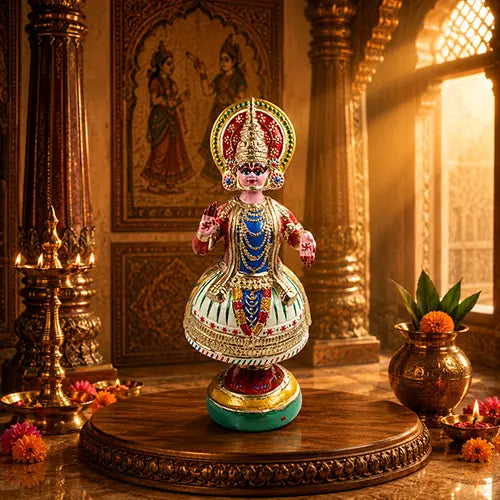 kathakali Ramar | Kondapalli Rama krishna Kathakalli Dancing Doll 15 Inches (Blue, White & Red)
