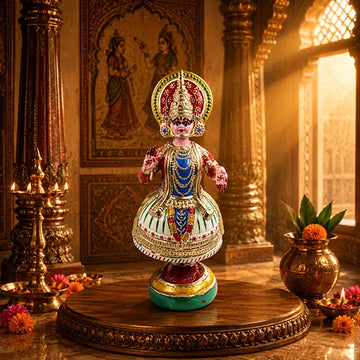 kathakali Ramar | Kondapalli Rama krishna Kathakalli Dancing Doll 15 Inches (Blue, White & Red)