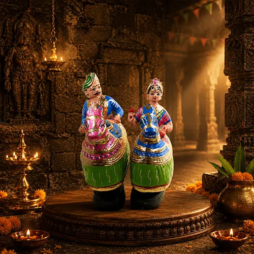 Poikkal Kuthirai attam (12H*10L*4W) (Pink, Green & Blue)