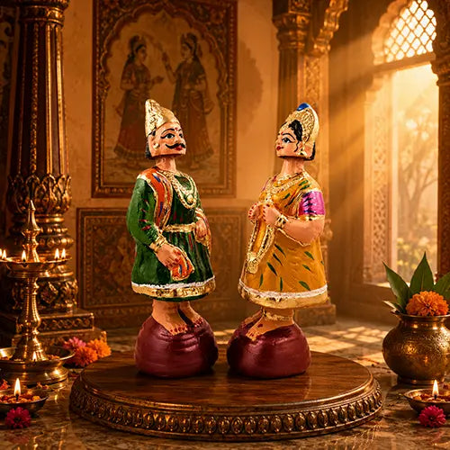 Tanjore Raja Rani Pair| Dancing Doll Pair 11 inch