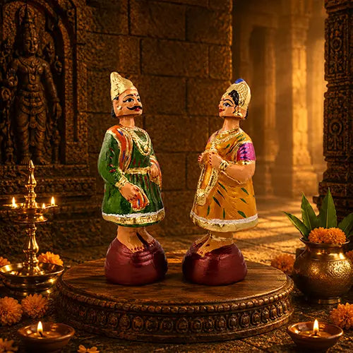 Tanjore Raja Rani Pair| Dancing Doll Pair 11 inch