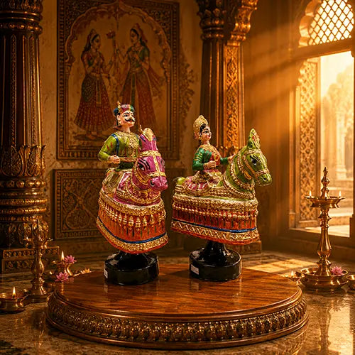 Thalayatti Bommai Poikkal Kuthirai | Big Horse dancing doll (Green & Pink)