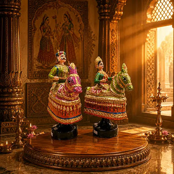Thalayatti Bommai Poikkal Kuthirai | Big Horse dancing doll (Green & Pink)