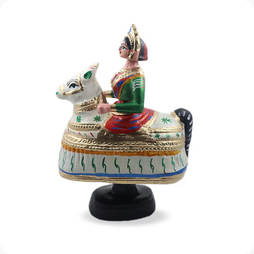 Horse doll pair 11 inches| Poikkal Kuthirai attam (white & Green)