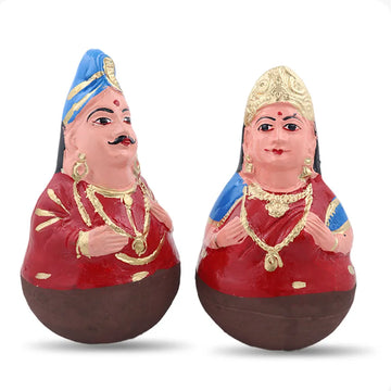 Uruttu doll pair|Thalayatti bommai |Chettiar Pair (Red Color)