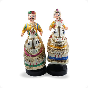 Dancing Doll Raja & Rani in Horse Set (White & Yellow)