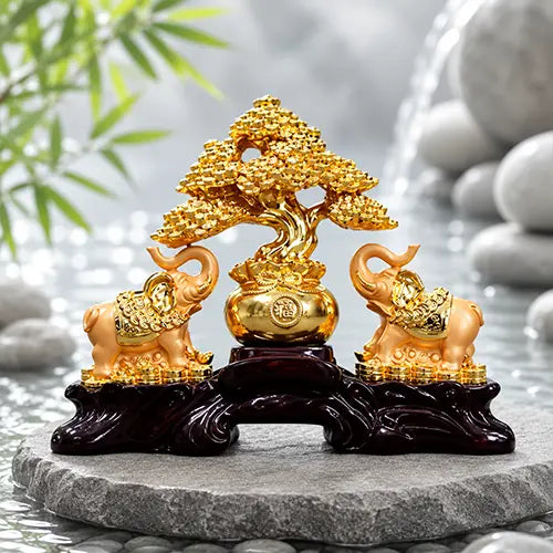 Vastu feng shui With 2 Elephant Decorative Tree