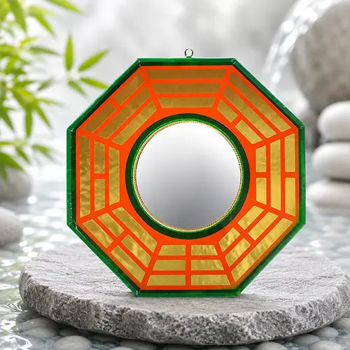 Wood Bagua Convex Octagonal Mirror For Vastu feng shui