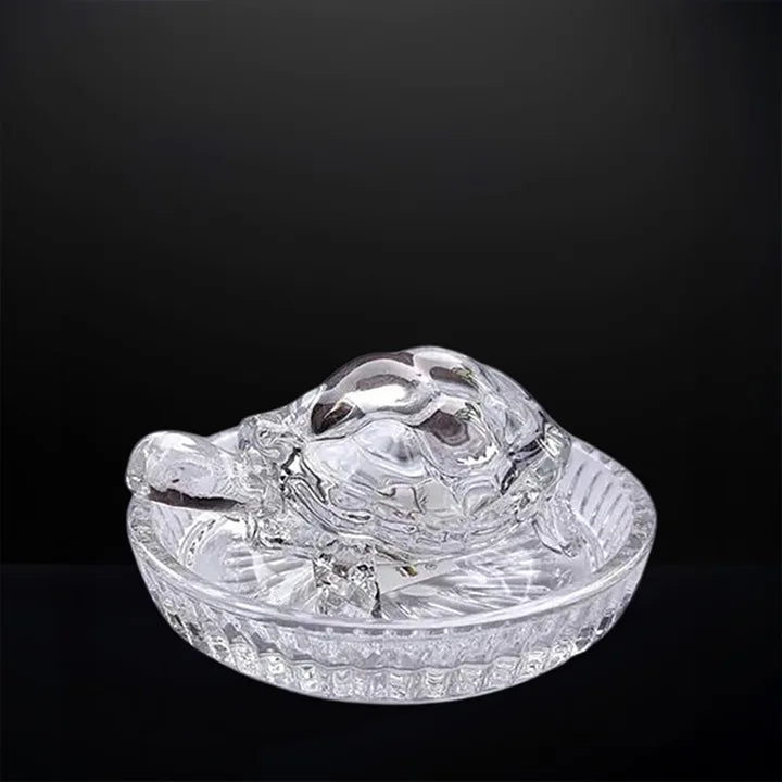 Vastu feng shui Crystal Turtle Tortoise with Plate for Good Luck