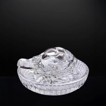 Vastu feng shui Crystal Turtle Tortoise with Plate for Good Luck