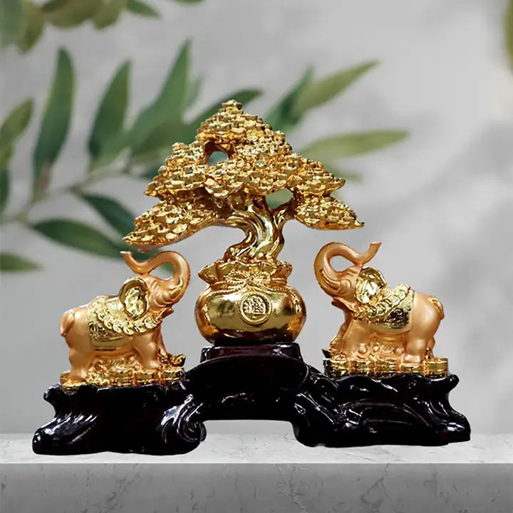 Vastu feng shui With 2 Elephant Decorative Tree