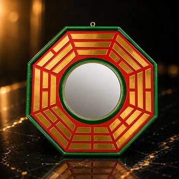 Wood Bagua Convex Octagonal Mirror For Vastu feng shui