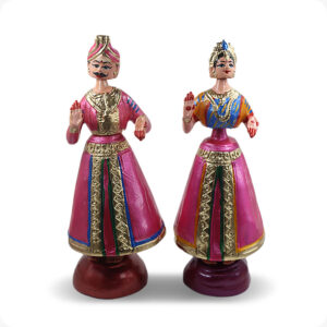 Dancing Doll Raja Rani pair with stone work | Dancing Raja Doll |Dancing Doll rani (Orange colour ) (13/14 inches)