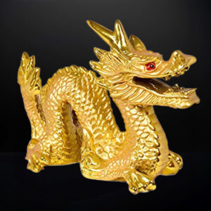 Daruh Craft Feng Shui Resin Dragon Statue for Luck & Success Ornaments Home Office Decor Figurine Collectible Ideal for Attracting Wealth for Home office Décor Altar Bookshelf Desktop Brings Good Luck | Feng Shui Art Vastu / Dragon Pair For Wealth And Happiness Decorative Showpiece - 10 cm  (Polyresin, Gold)