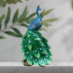 Peacock Statue On Pillar Decorative Sitting Peacock Statue Vastu Fengshui (pair) - Image 2